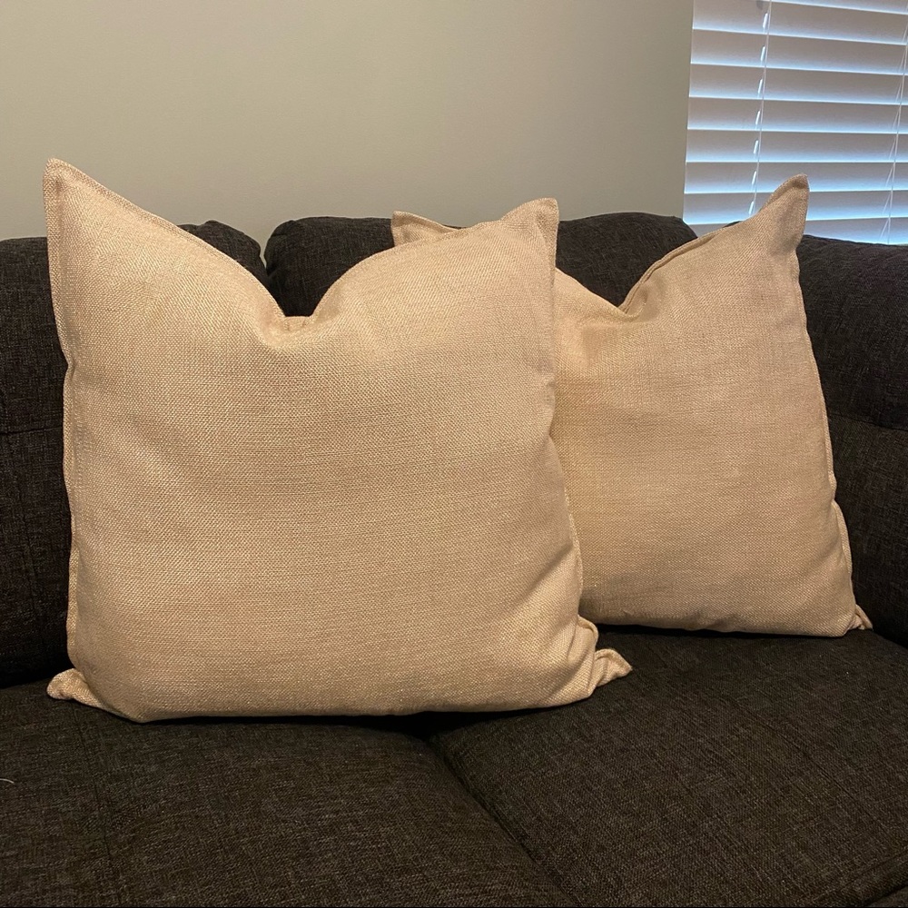 Like New Accent Pillows set of 2 off white shiny